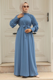 Modest Blue Abaya Dress 330104M - 2