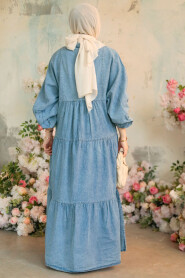 Modest Blue Denim Dress 10622M - 4