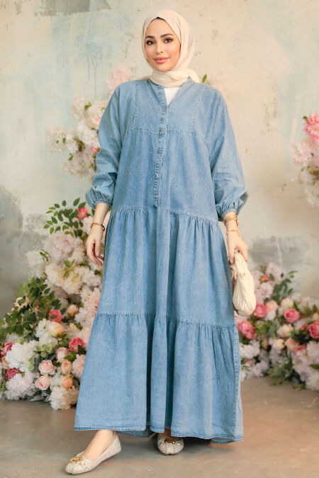 Modest Blue Denim Dress 10622M - NEVA STYLE