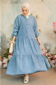 Modest Blue Denim Dress 10622M - 3