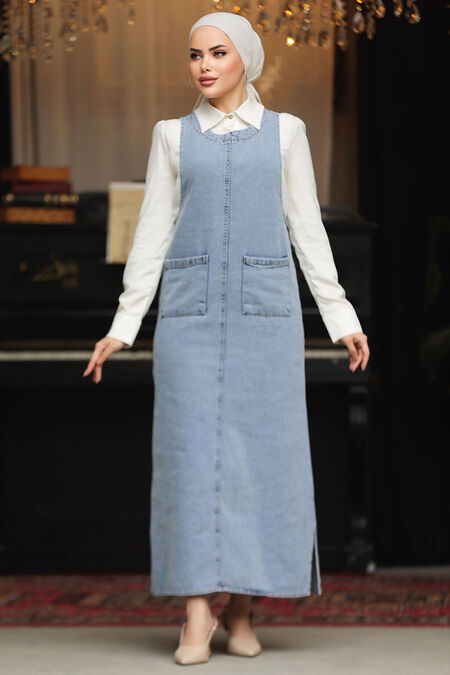 Modest Blue Denim Dress 19011M - NEVA STYLE