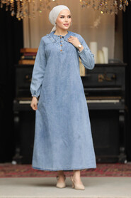 Modest Blue Denim Dress 19101M - 3