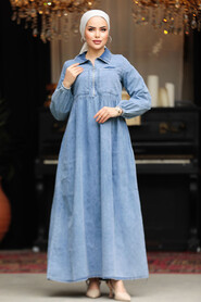 Modest Blue Denim Dress 19105M - 2