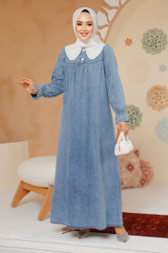 Modest Blue Denim Dress 19120M - 3