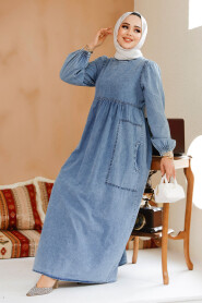 Modest Blue Denim Dress 19122M - 2