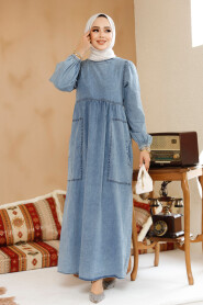 Modest Blue Denim Dress 19122M - 3