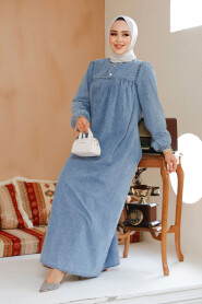 Modest Blue Denim Dress 19124M - 3