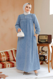 Modest Blue Denim Dress 19124M - 2