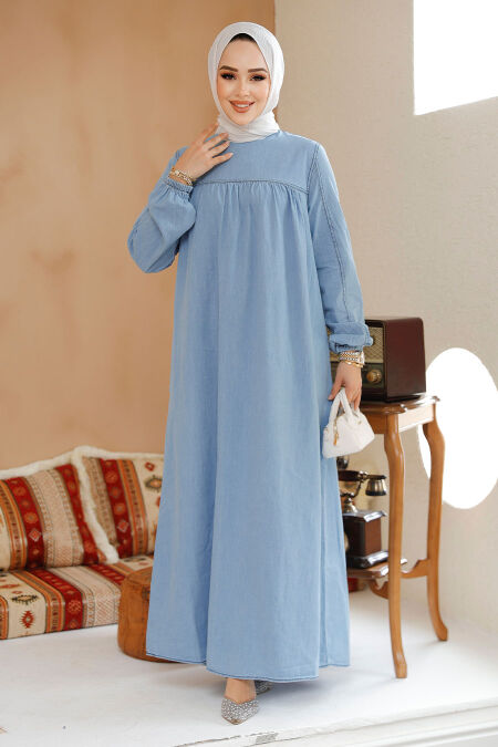 Modest Blue Denim Dress 19125M - NEVA STYLE