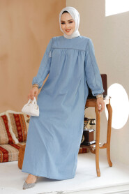 Modest Blue Denim Dress 19125M - 4