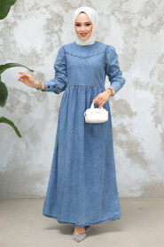 Modest Blue Denim Dress 19142M - 2