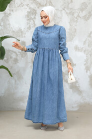 Modest Blue Denim Dress 19142M - 3