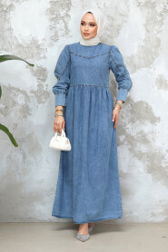 Modest Blue Denim Dress 19142M - 1