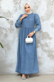 Modest Blue Denim Dress 19142M - 4