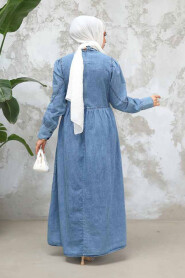 Modest Blue Denim Dress 19142M - 5