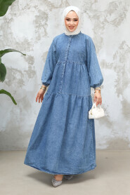 Modest Blue Denim Dress 19143M - 3