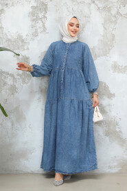 Modest Blue Denim Dress 19143M - 2