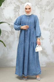 Modest Blue Denim Dress 19143M - 4