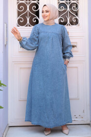 Modest Blue Denim Dress 19148M - 3