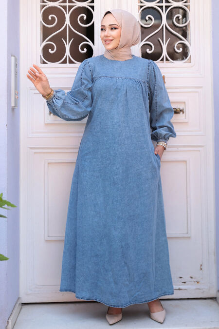 modest denim dress Maxi with Front Buttons The Levant Swan this easygoing piece pairs perfectly with sneakers or boots for effortlessly chic Willow modest maxi dress-NEW