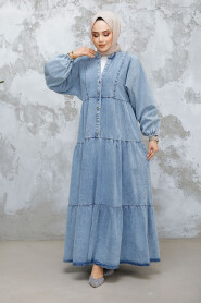 Modest Blue Denim Dress 23691M - 1