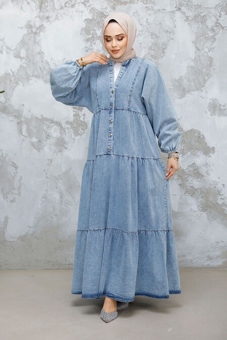 Modest Blue Denim Dress 23691M - NEVA STYLE