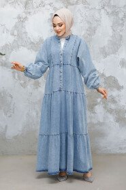 Modest Blue Denim Dress 23691M - 3