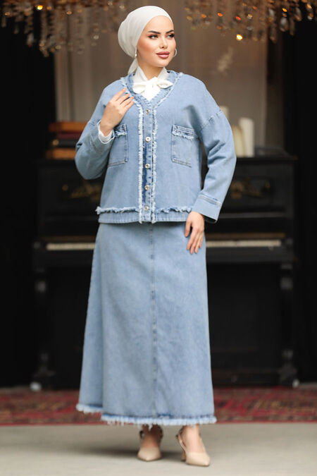 Modest Blue Denim Dual Suit 19012M - NEVA STYLE