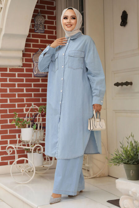 Modest Blue Denim Dual Suit 19021M - NEVA STYLE