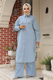 Modest Blue Denim Dual Suit 19021M - 3