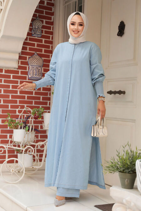 Modest Blue Denim Dual Suit 19022M - NEVA STYLE