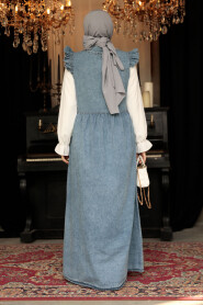 Modest Blue Denim Gilet Dress 19112M - 4