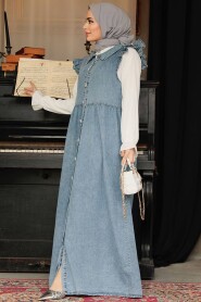 Modest Blue Denim Gilet Dress 19112M - 2