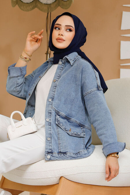 Modest Blue Denim Jacket 20387M - NEVA STYLE