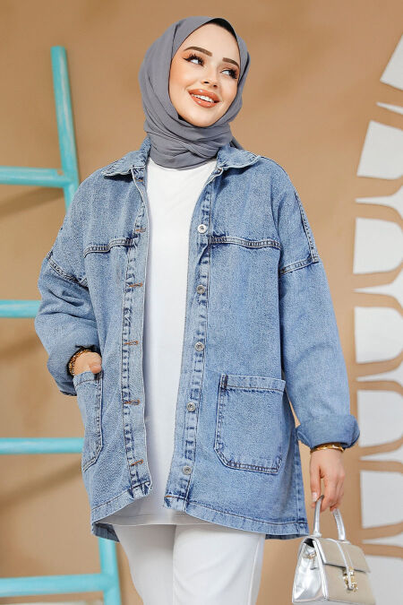 Modest Blue Denim Jacket 20489M - NEVA STYLE