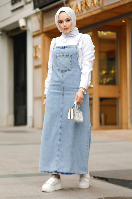 Modest Blue Denim Long Dress 19014M - NEVA STYLE