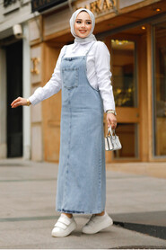 Modest Blue Denim Long Dress 19014M - 2