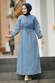 Modest Blue Denim Long Dress 19106M - 2