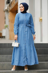 Modest Blue Denim Long Dress 19107M - 1