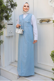 Modest Blue Denim Salopet Dress 19018M - 2