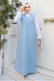 Modest Blue Denim Salopet Dress 19018M - 1