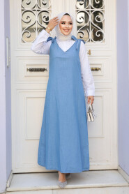 Modest Blue Denim Salopet Dress 19019M - 2