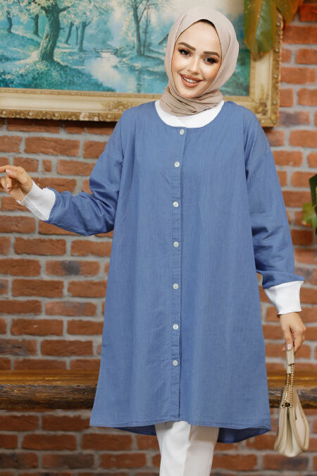 Modest Blue Denim Shirt 70112M - NEVA STYLE