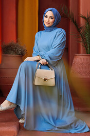 Modest Blue Dress For Plus Size 23101M - 1