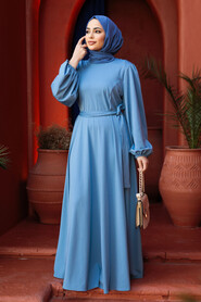 Modest Blue Dress For Plus Size 23101M - 2