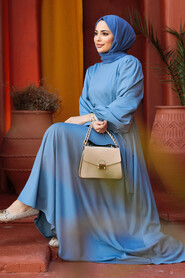 Modest Blue Dress For Plus Size 23101M - 3