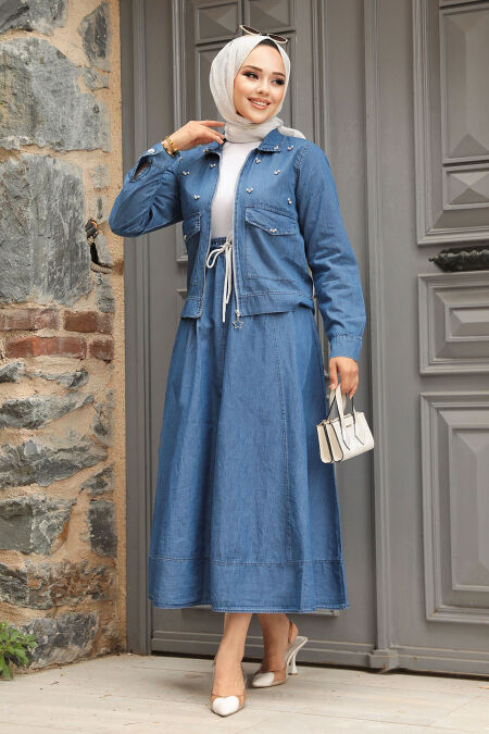 Modest Blue Dual Denim Suit 19119M - NEVA STYLE