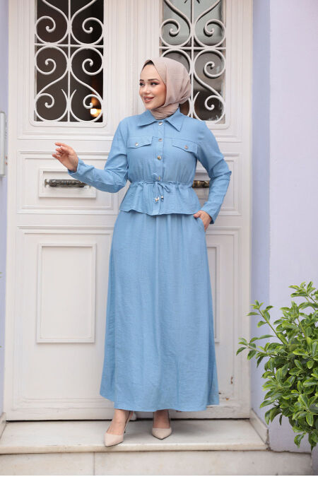 Modest Blue Dual Suit Dress 44651M - NEVA STYLE