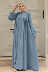 Modest Blue Dubai Abaya 520180M - 3