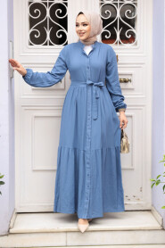 Modest Blue Eid Dress 23929M 